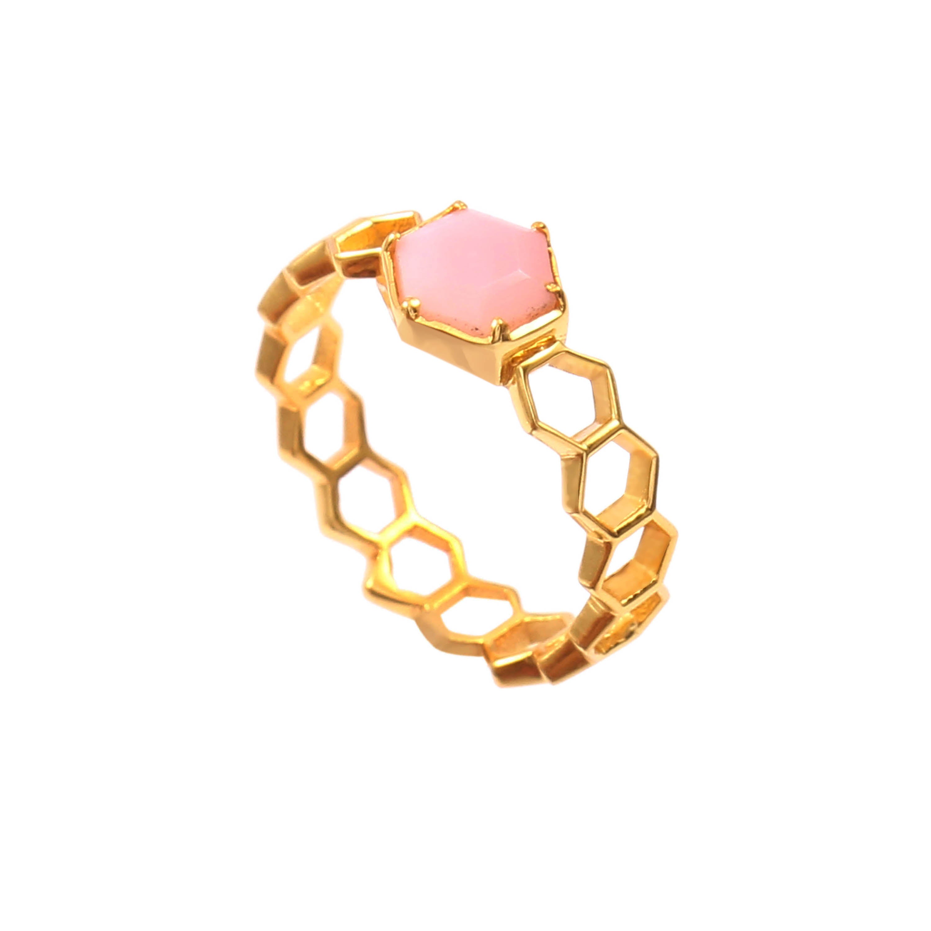 Geo Glam Hexagon Ring with Hexagon Solitaire Gold