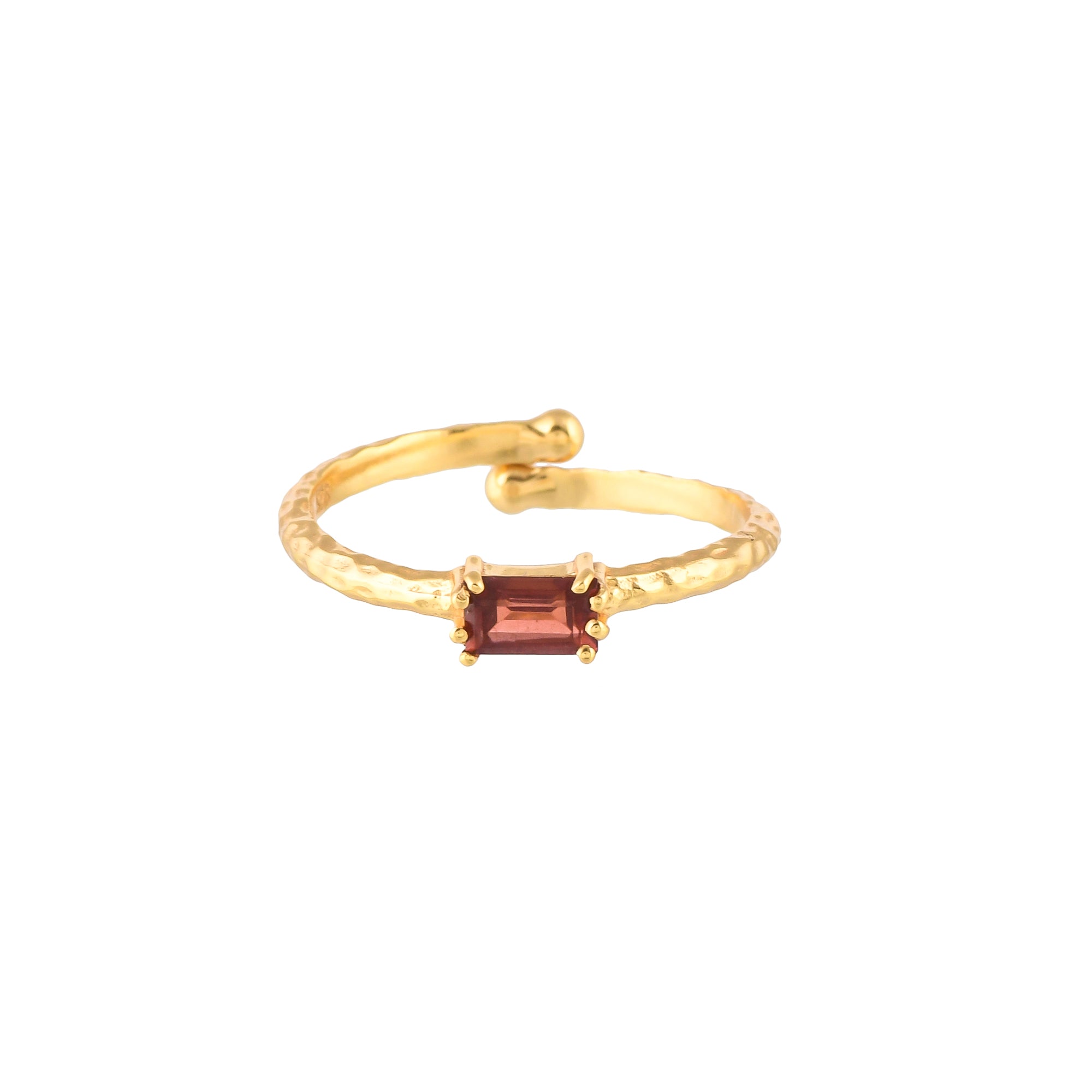 Delicate Vintage Garnet Baguette Ring Gold
