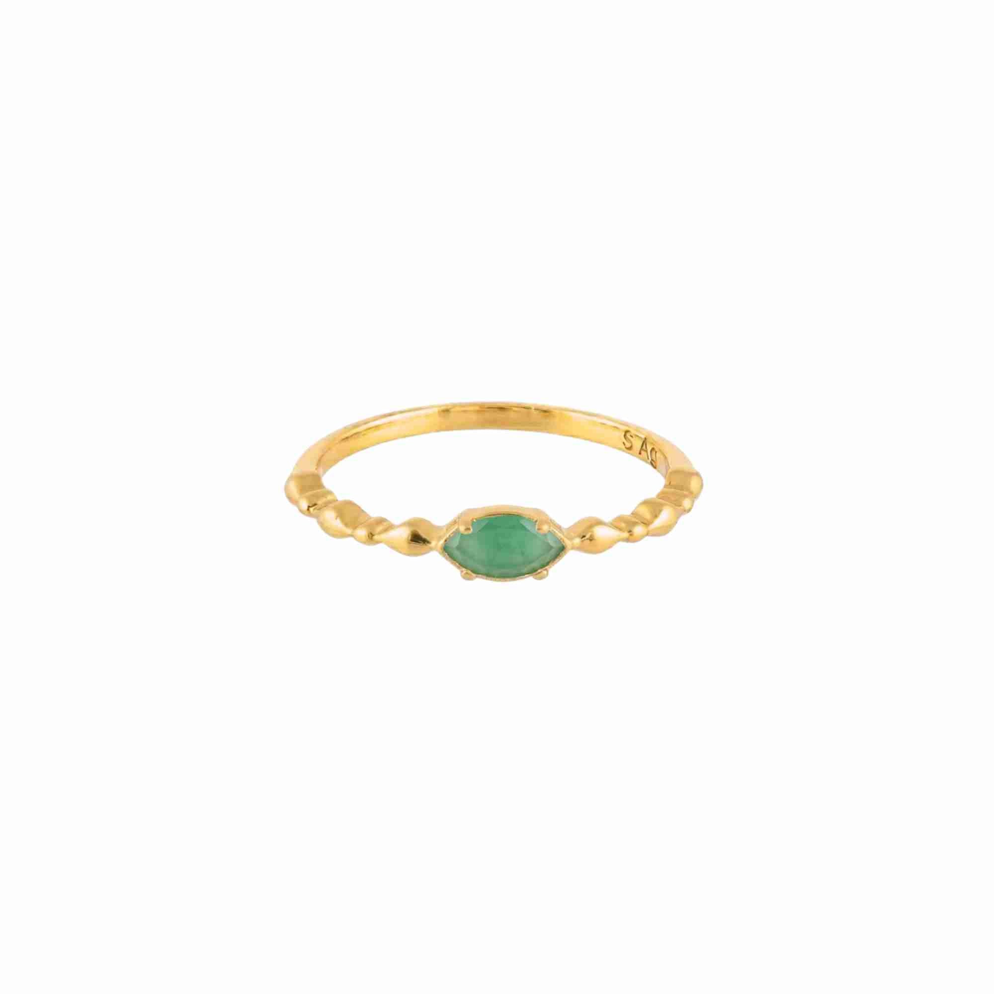 Delicate Vintage Dainty Marquise Nephrite Ring Gold