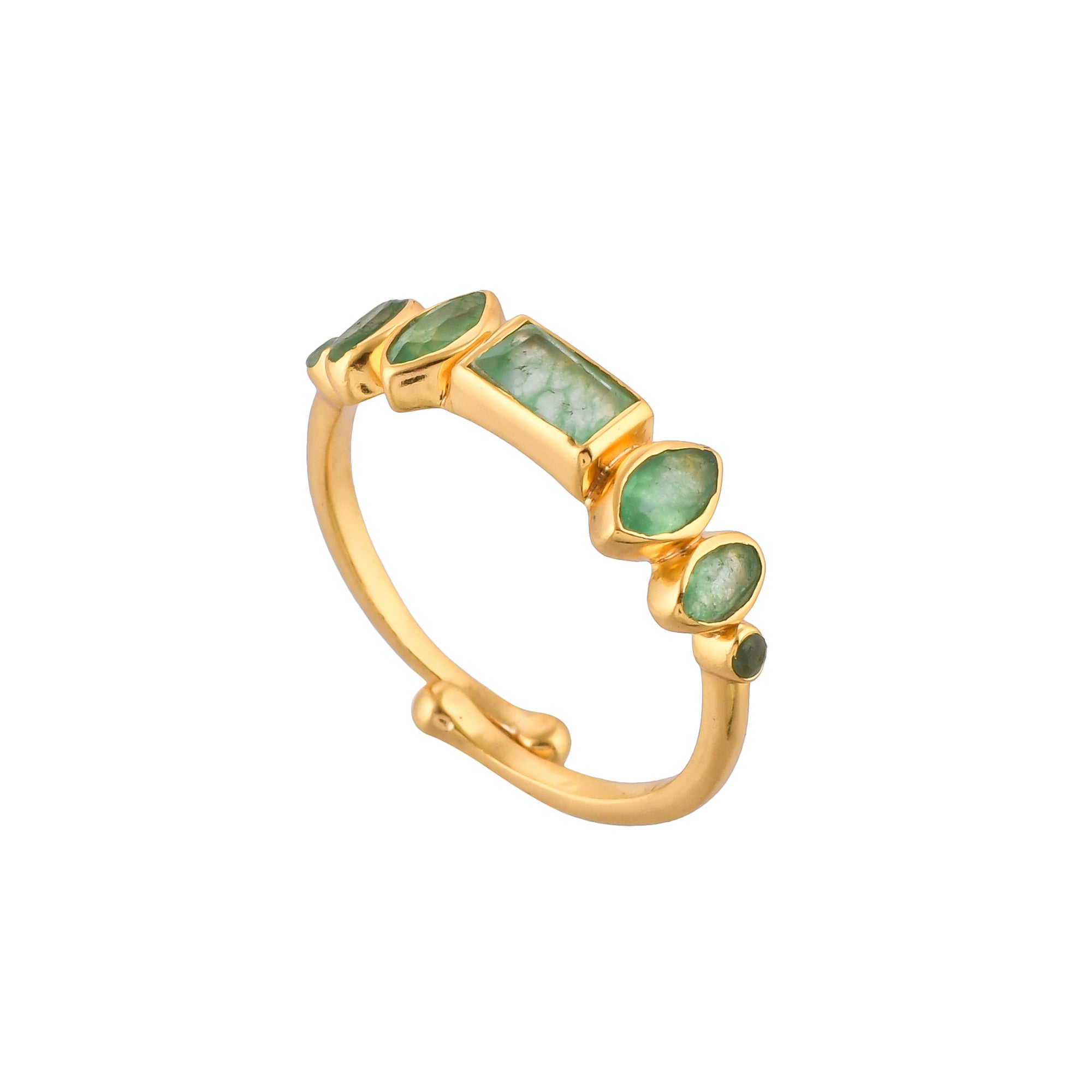 Delicate Vintage Multistone Adjustable Ring Nephrite Gold