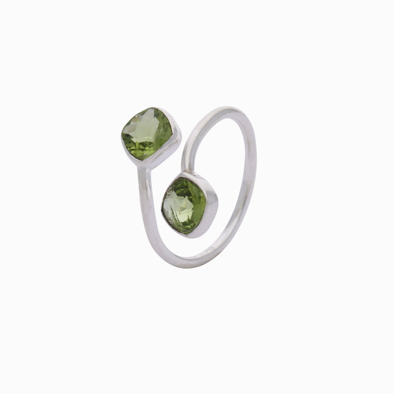Geo Glam Quadra Duo-Stone Twist Adjustable Ring