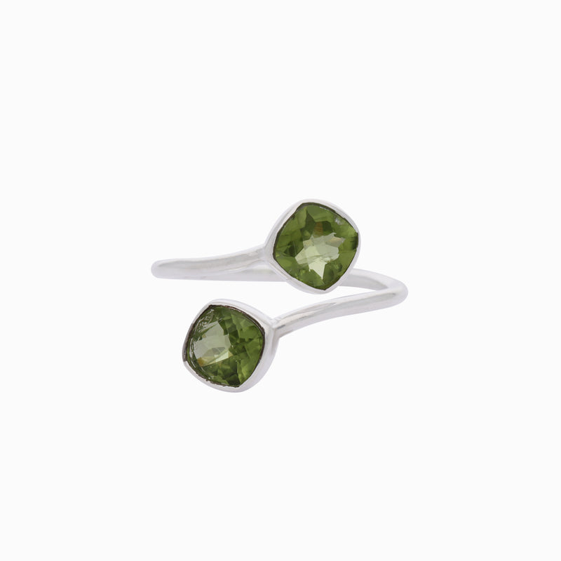 Geo Glam Quadra Duo-Stone Twist Adjustable Ring