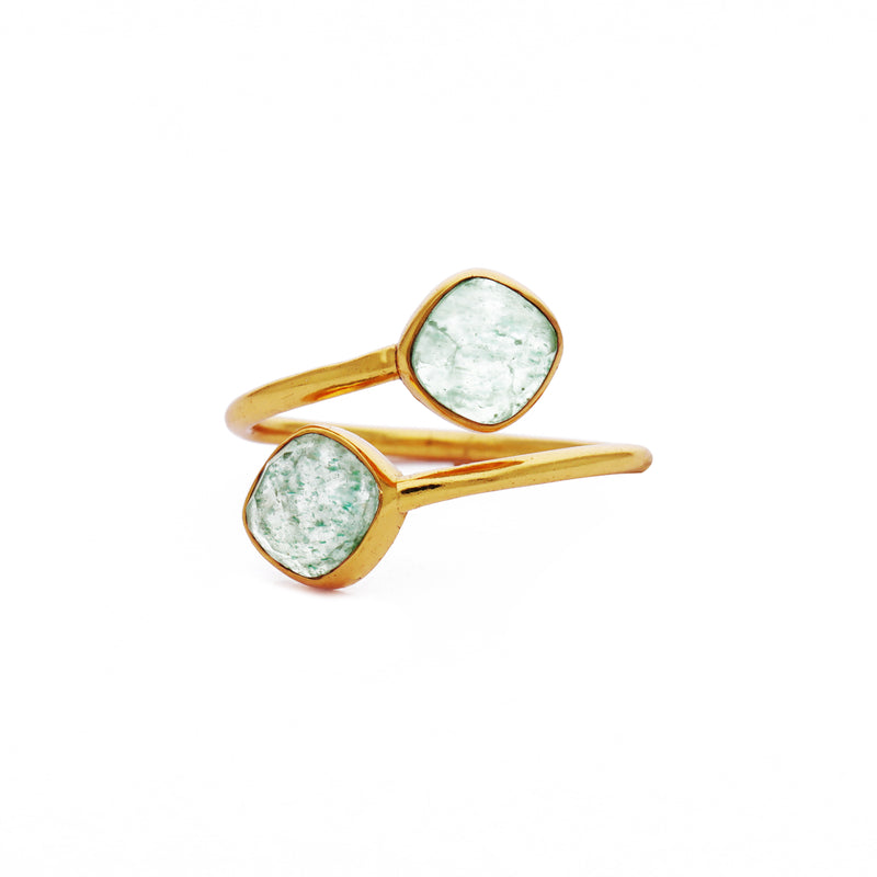 Geo Glam Quadra Duo-Stone Twist Adjustable Ring