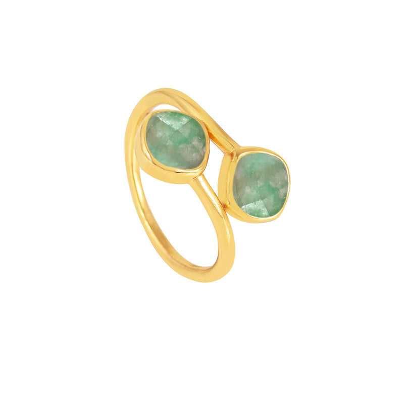 Geo Glam Quadra Duo-Stone Twist Adjustable Ring