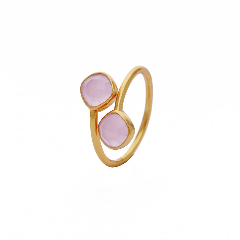 Geo Glam Quadra Duo-Stone Twist Adjustable Ring