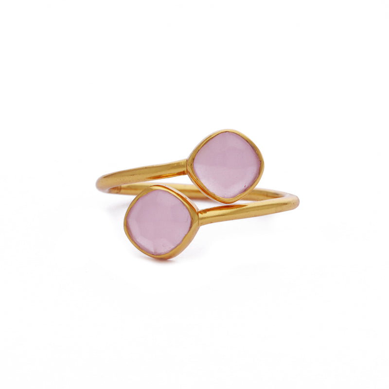 Geo Glam Quadra Duo-Stone Twist Adjustable Ring