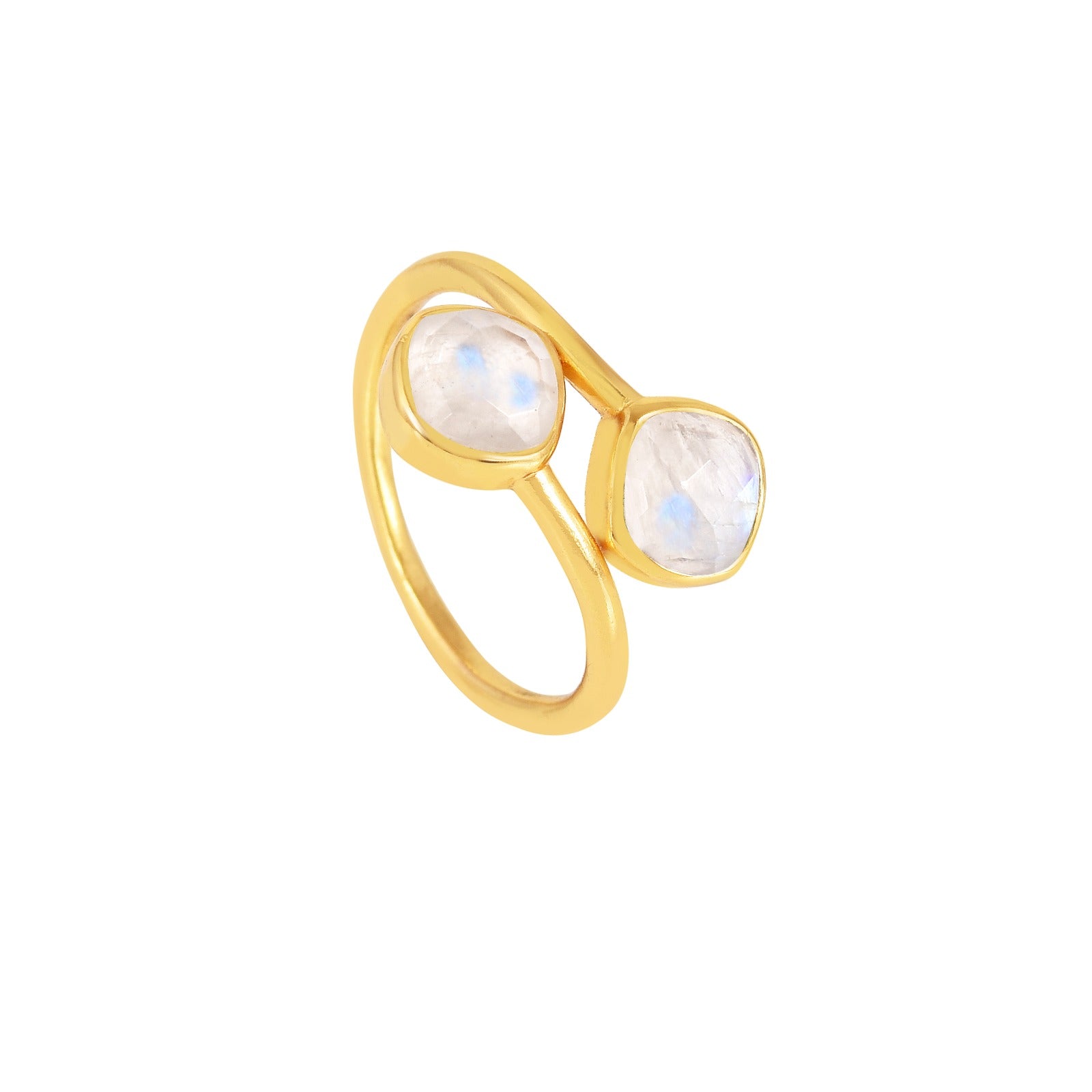 Geo Glam Quadra Duo-Stone Twist Adjustable Ring Gold