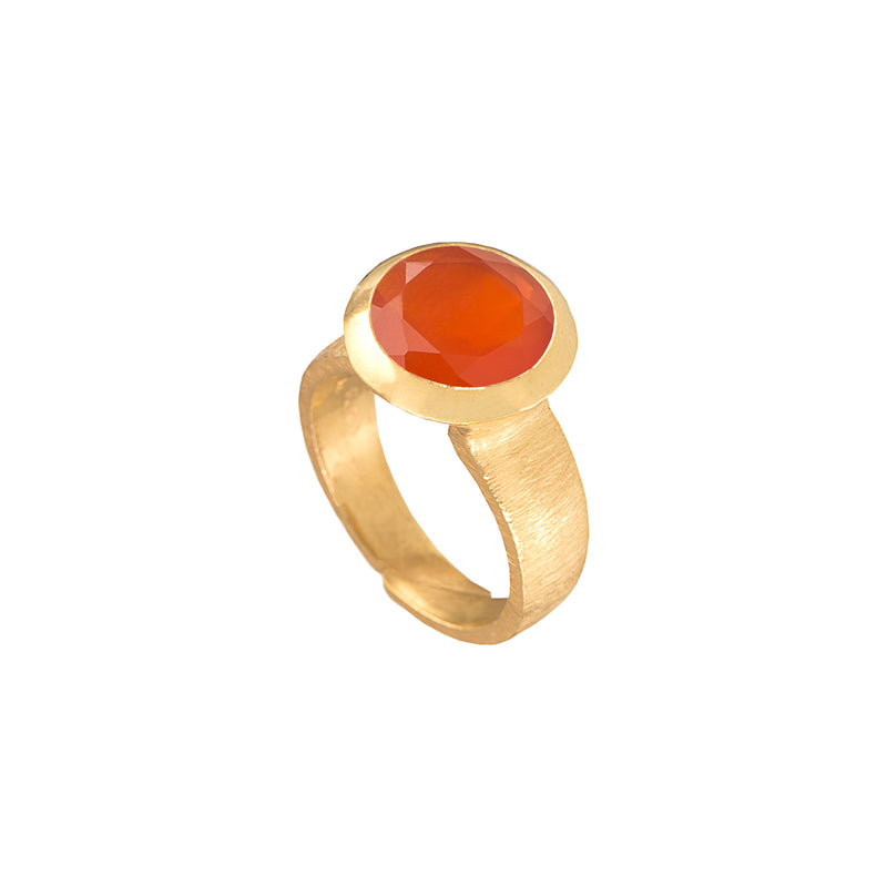 Geo Glam Round Stone Adjustable Ring in Gold