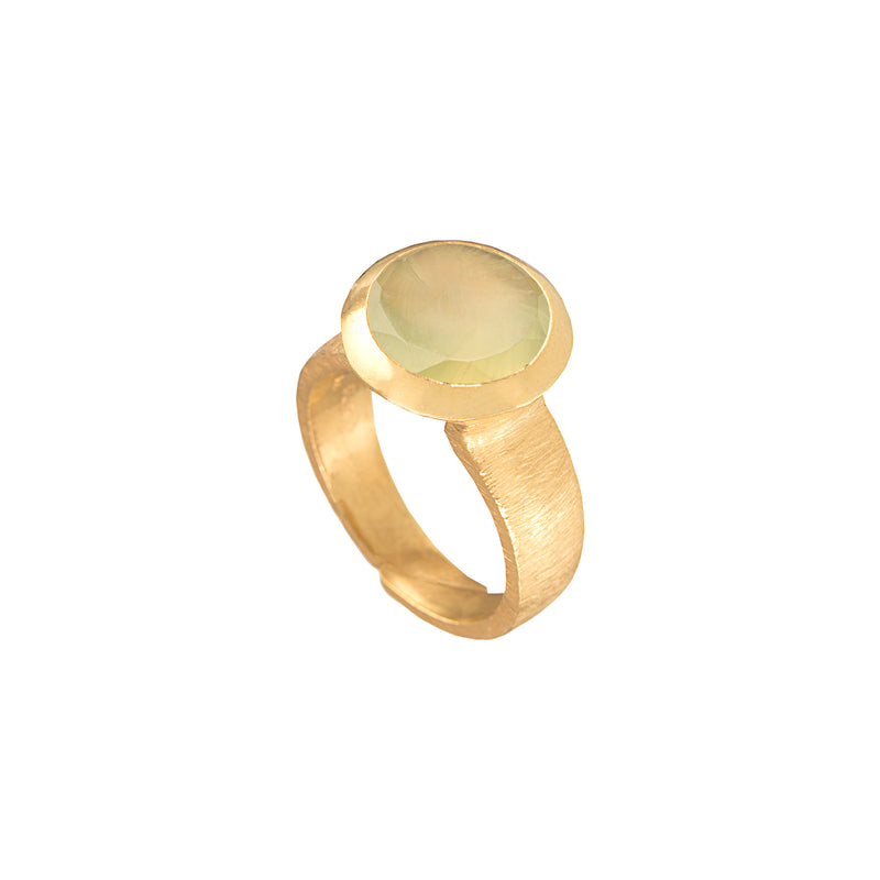 Geo Glam Round Stone Adjustable Ring in Gold