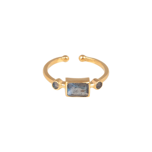 Geo Glam Small Quadra Stone Adjustable Ring in Gold