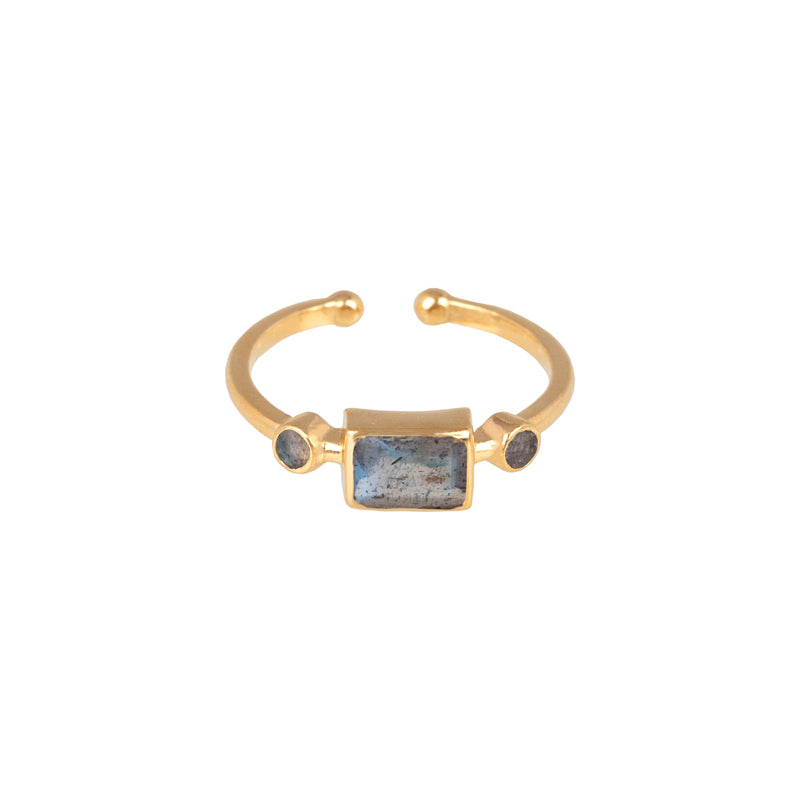 Geo Glam Small Rectangular Stone Ring Gold