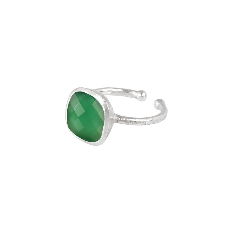 Geo Glam Quadra Stone Ring Silver