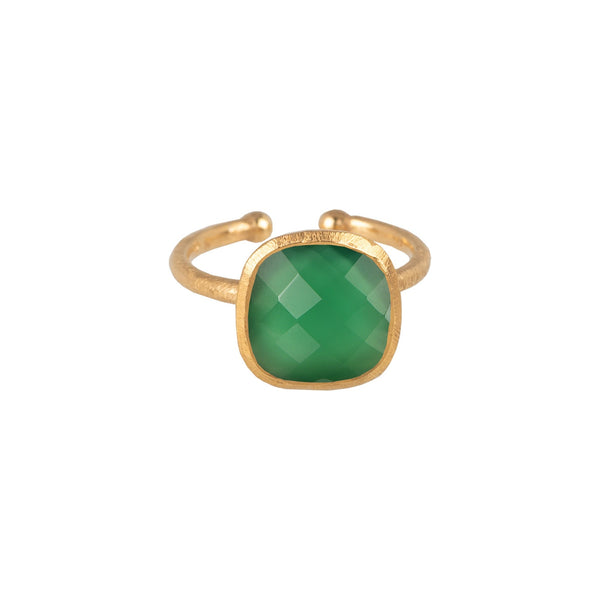 Geo Glam Cup Stone Ring Gold