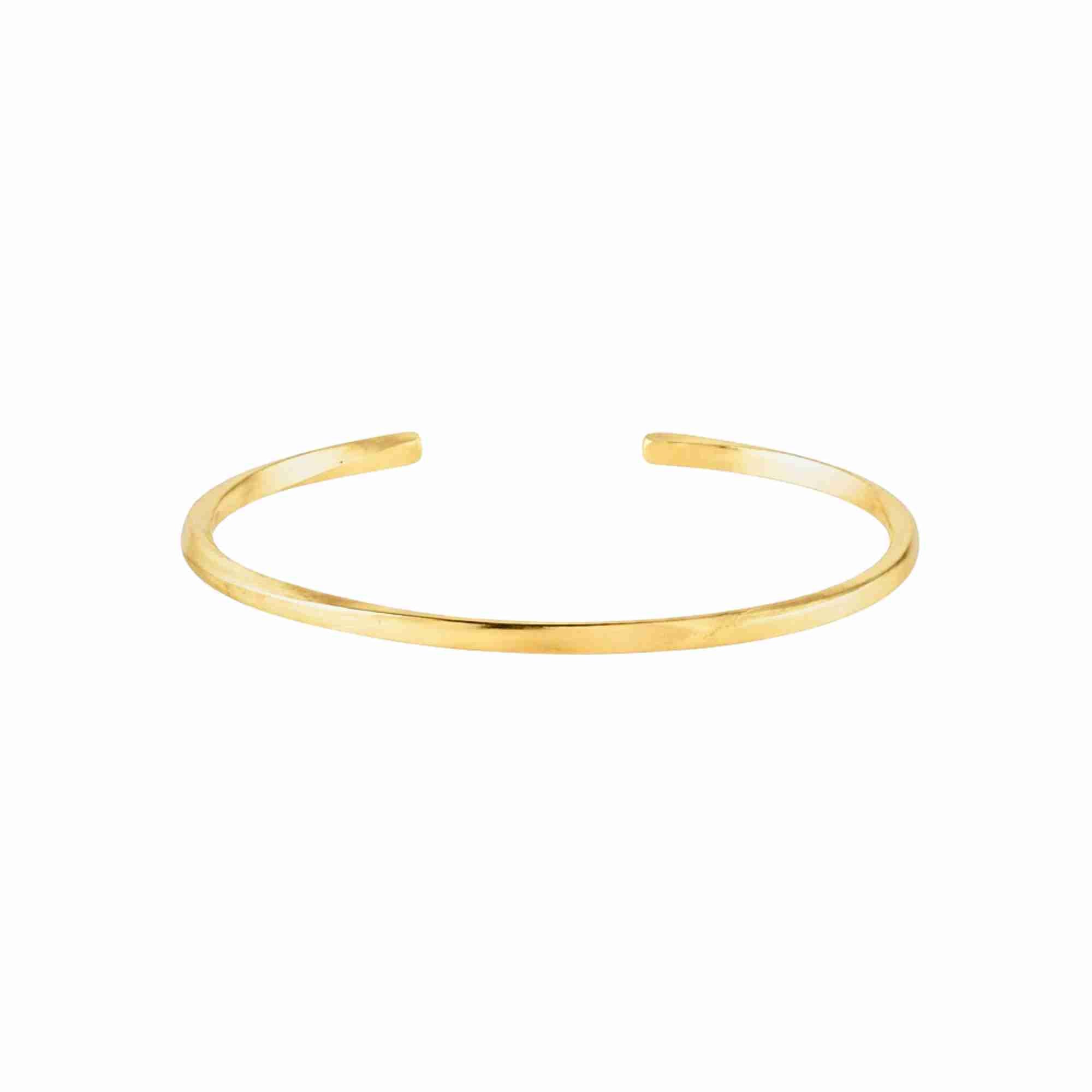 Ribbons & Lace Gold Bracelet; minimalist open cuff bangle with a high-polish finish, handcrafted in 22K gold plated 925 Silver.
