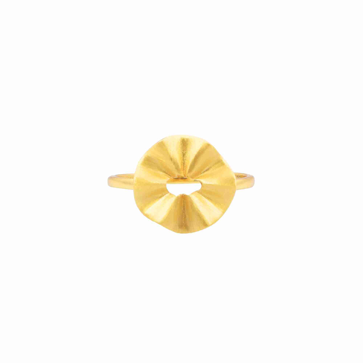 Ribbons & Lace Gold Ring; organic scalloped-petal open circle design with a signature matte brushed gold finish.