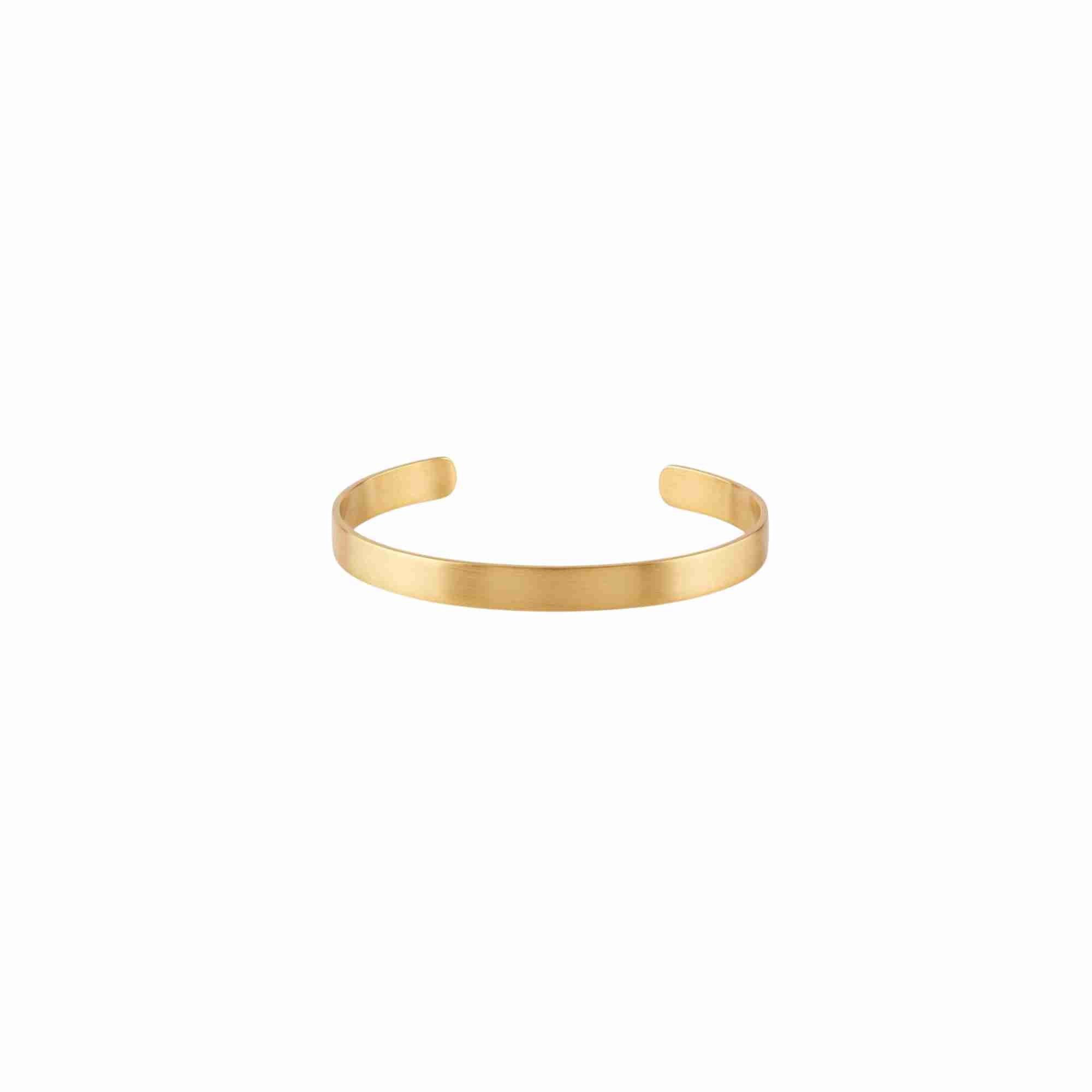 "Minimalist gold flat-band cuff bracelet for women, handcrafted with a matte-luminous scratch finish on 92.5 recycled silver, ethically made in Tibet by Protsaah."