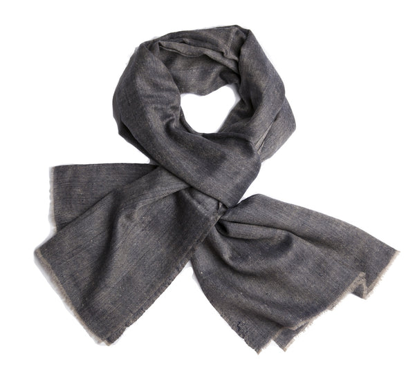 Cashmere Structured Weave Scarf - Dark Denim Blue