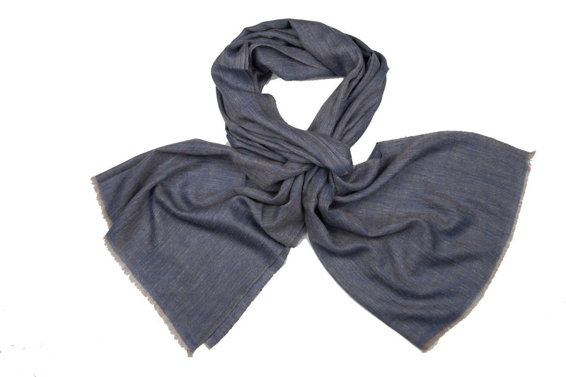 Cashmere Structured Weave Scarf - Light Denim Blue