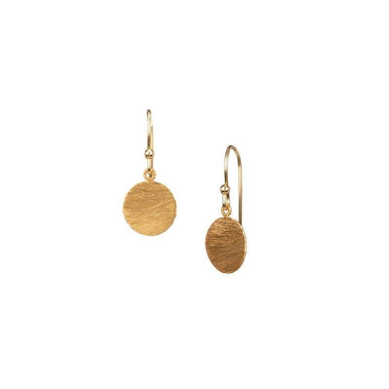 Shimmering Disks Coin Drop Earrings Gold Small