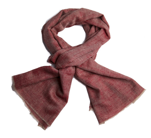 Cashmere Structured Weave Scarf - Burnt Red