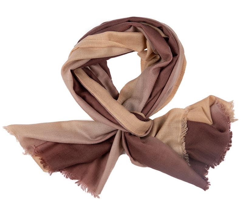 Cashmere Ombre Stole - Vertical Nude & Rocky Road