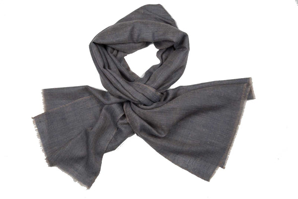 Cashmere Structured Weave Scarf - Steel Grey