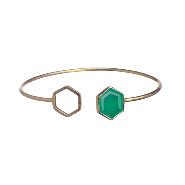 Geo Glam Hexagon Stone Bangle Gold