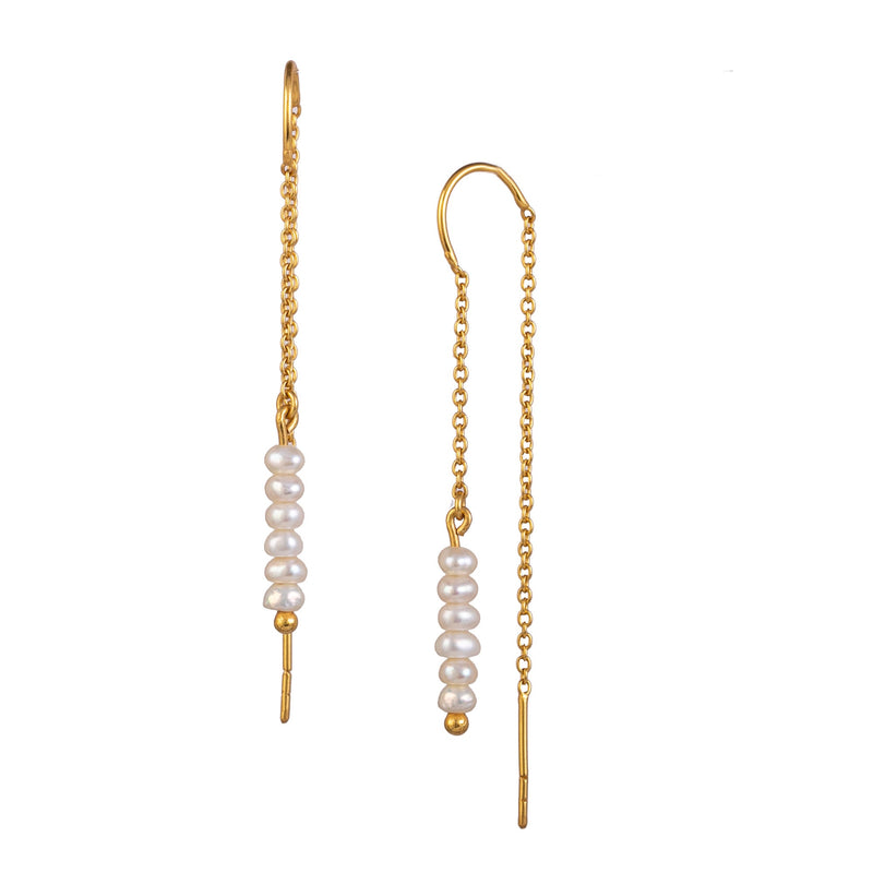 Pearls Galore Threader Earrings Gold