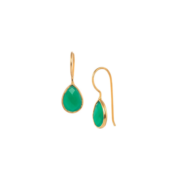 Dew Drops Green Onyx Teardrop Earrings Drop Earrings Gold