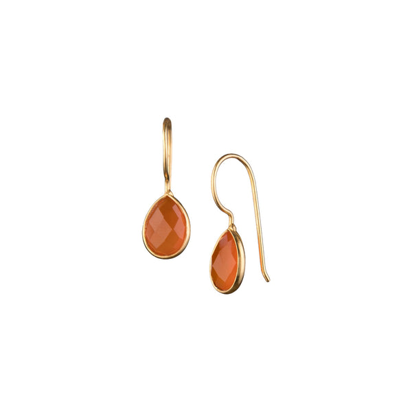 Dew Drops Orange Carnelian Teardrop Earrings Drop Earrings Gold