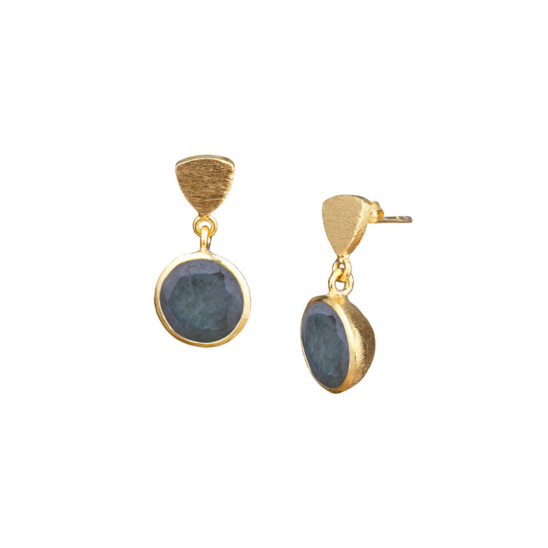Geo Glam Half Cup Stone Drop Earrings Gold