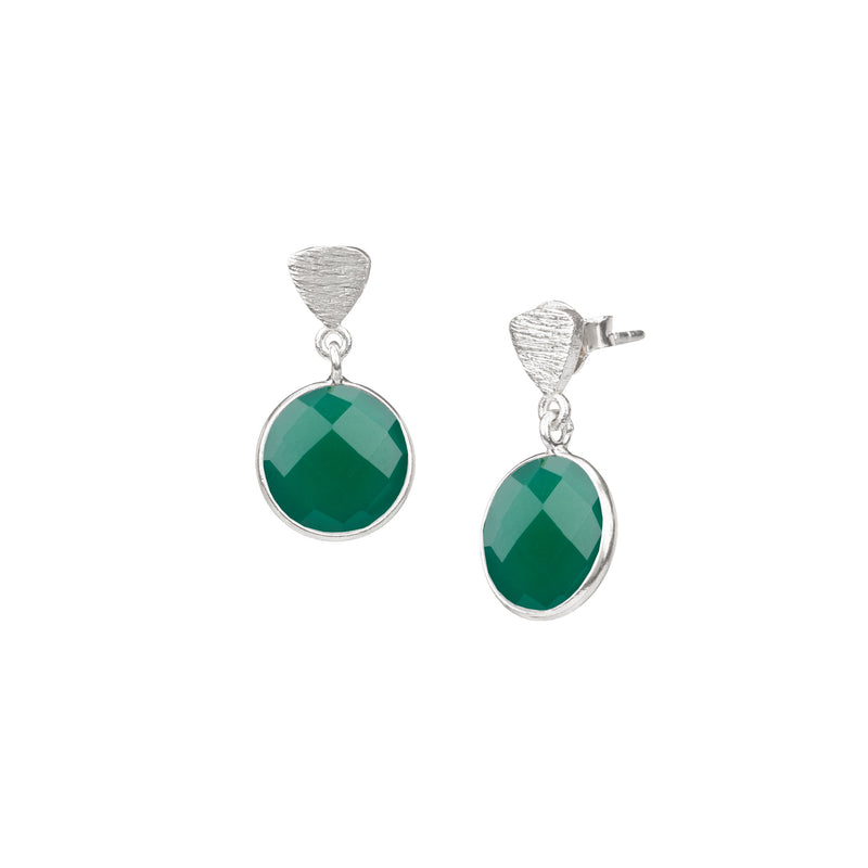 Geo Glam Round Stone Drop Earrings