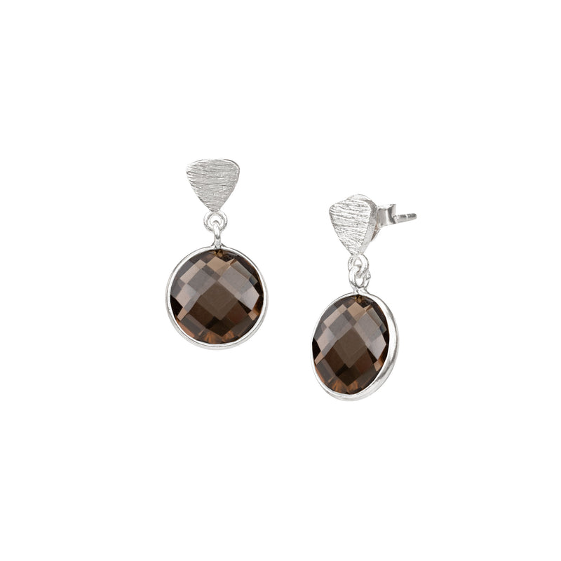 Geo Glam Round Stone Drop Earrings