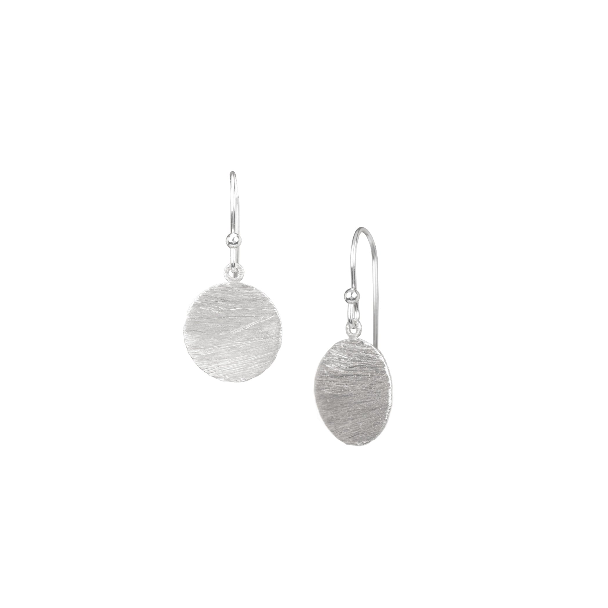Shimmering Disks Coin Drop Earrings Silver Medium