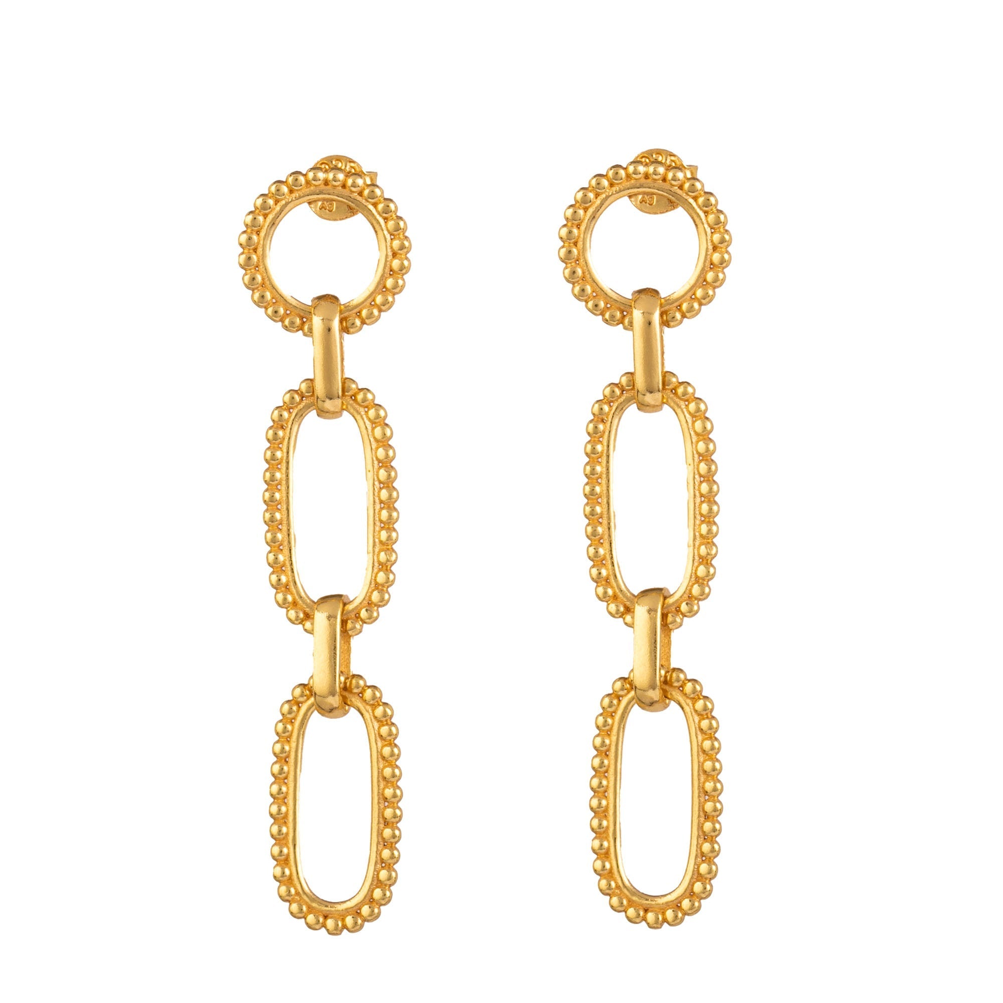 Love of Dots Chain Link Statement Earrings Gold