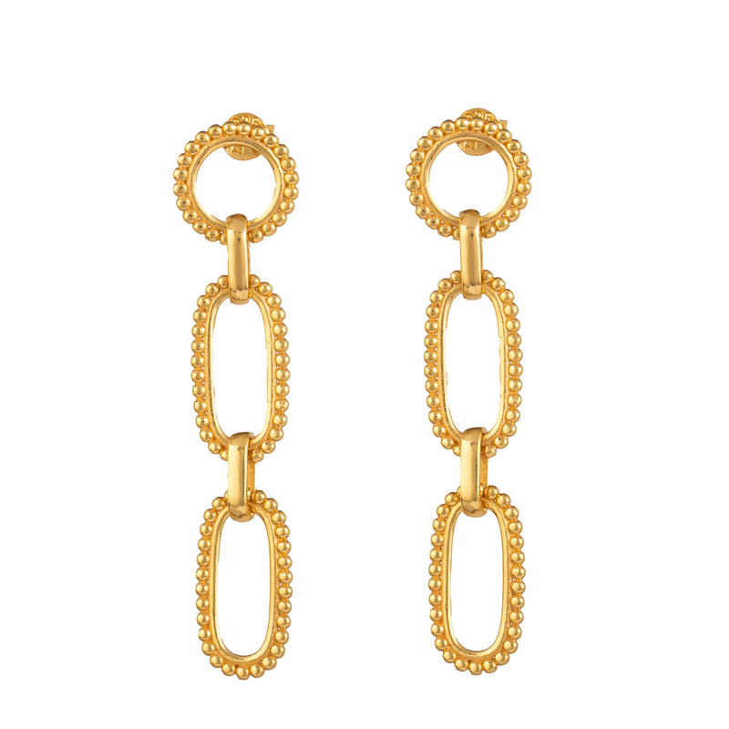 Love of Dots Chain Link Statement Earrings Gold