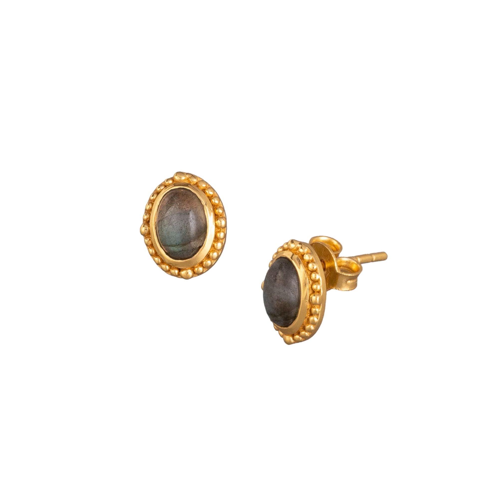 Delicate Vintage Oval Stone Studs