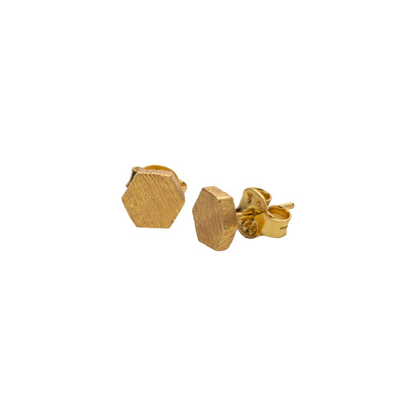 Geo Glam Hexagon Stud Earrings Gold