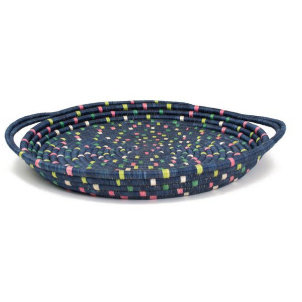 Extra Large 40cm Blue Speckled Tray for Storage & Decor