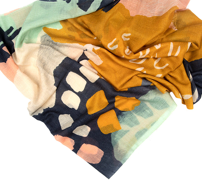 Cashmere Scarf - Printed Stoles - Modern Paint Stroke