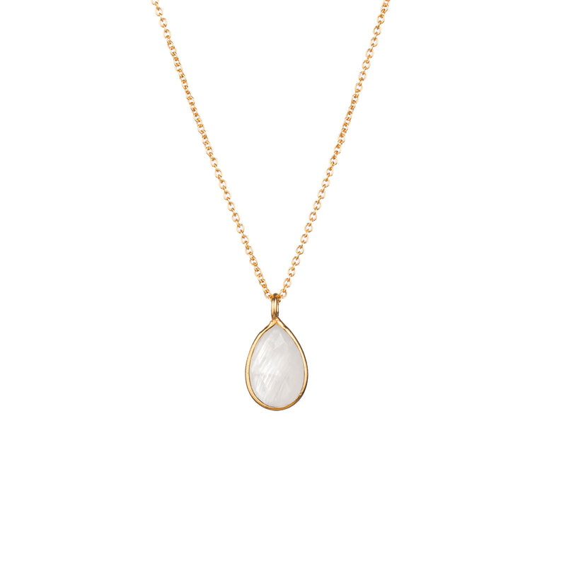 Dew Drops Single Teardrop Stone Necklace