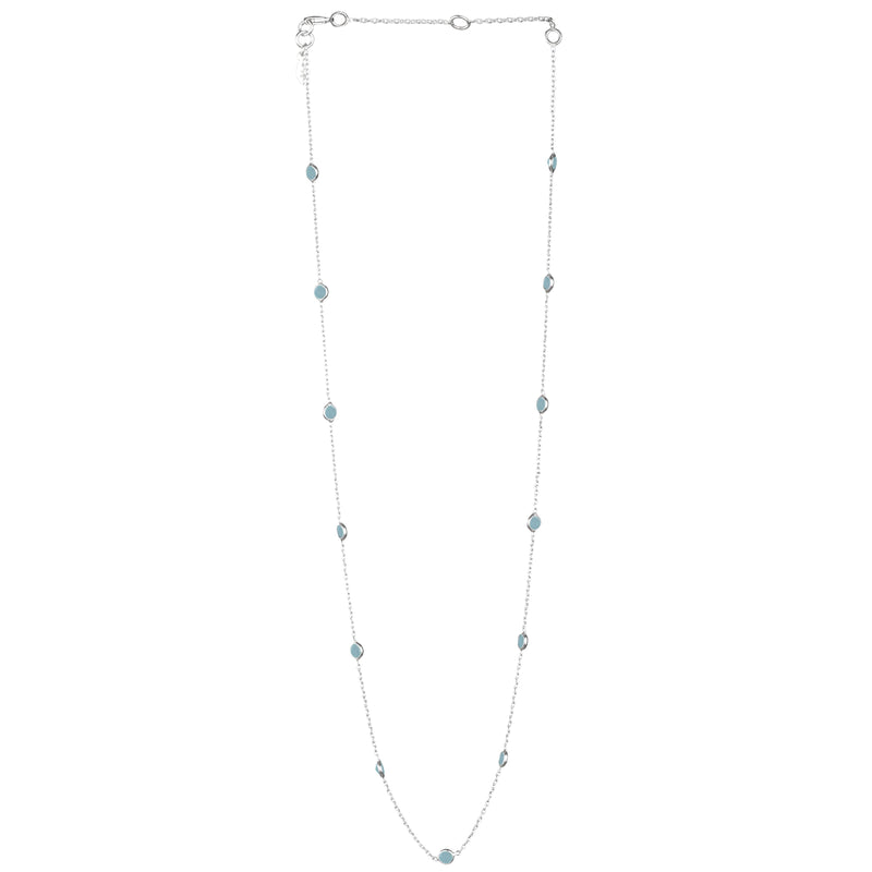 Dew Drops Dotted Aqua Calcedony Necklace Silver