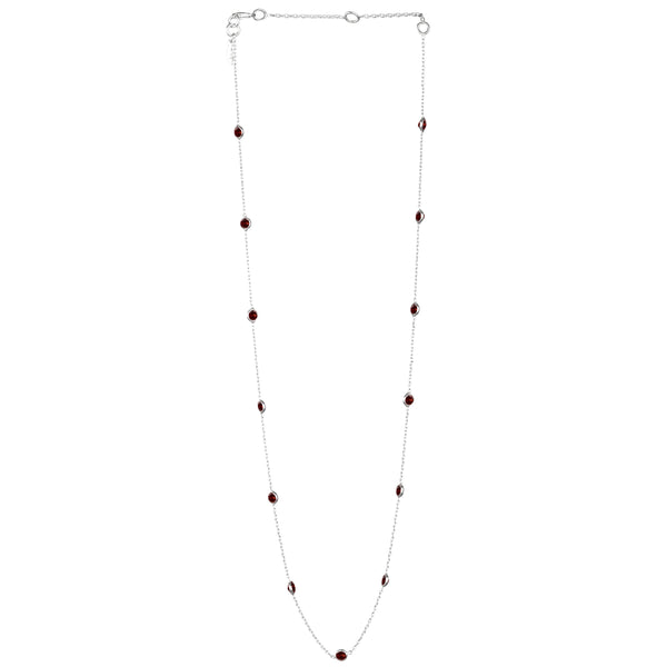 Dew Drops Dotted Garnet Short Necklace Silver