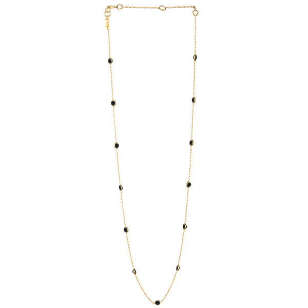 Dew Drops Dotted Black Onyx Necklace Gold