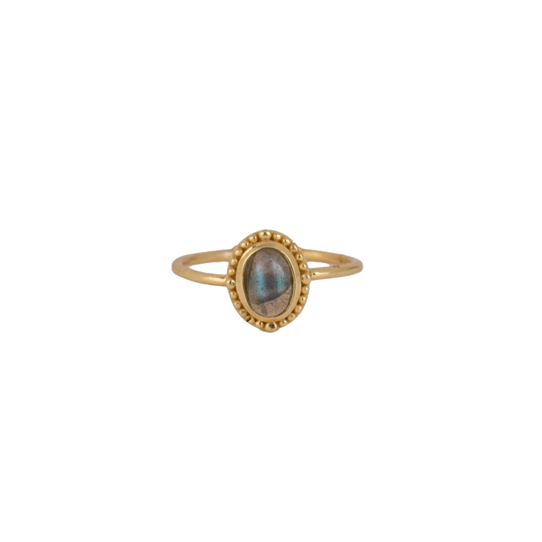 Delicate Vintage Oval Stone Adjustable Ring