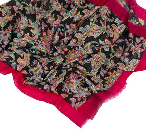 Cashmere Scarf - Printed Stoles- Paisley in Pink