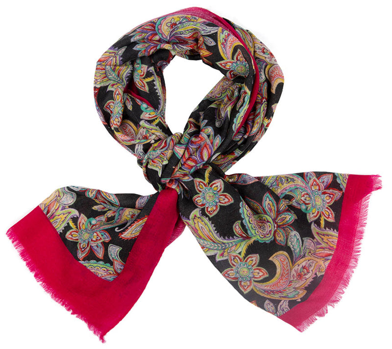 Cashmere Scarf - Printed Stoles- Paisley in Pink
