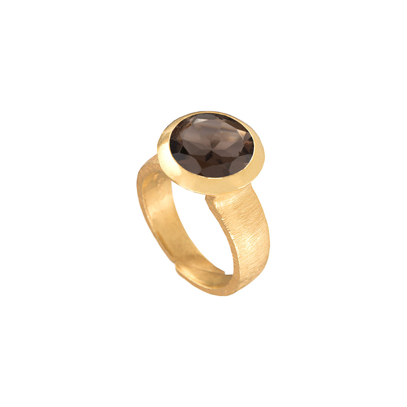 Geo Glam Round Stone Adjustable Ring in Gold