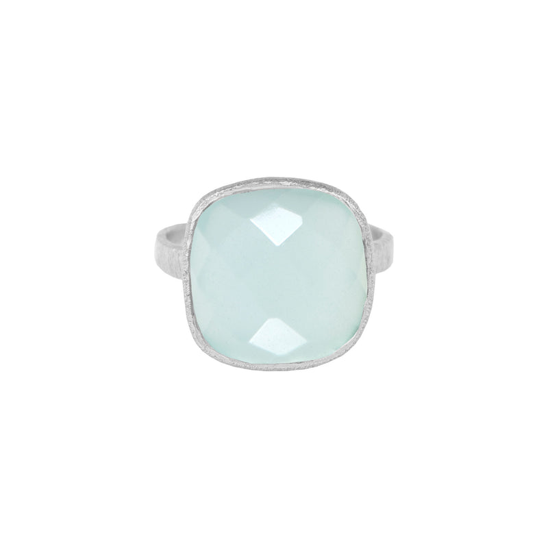 Geo Glam Quadra Stone Adjustable Ring Silver