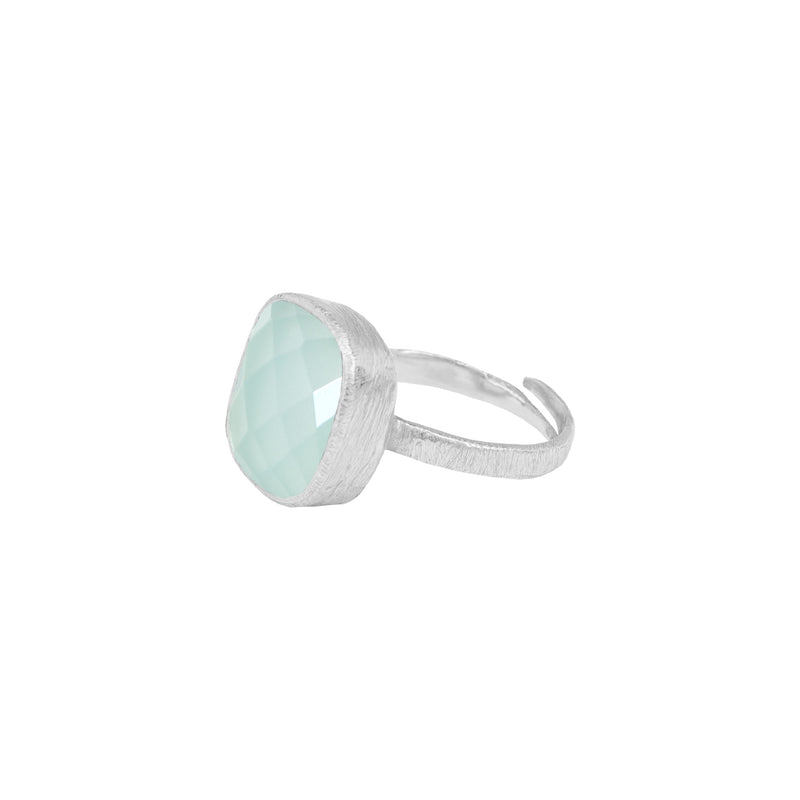 Geo Glam Quadra Stone Adjustable Ring Silver